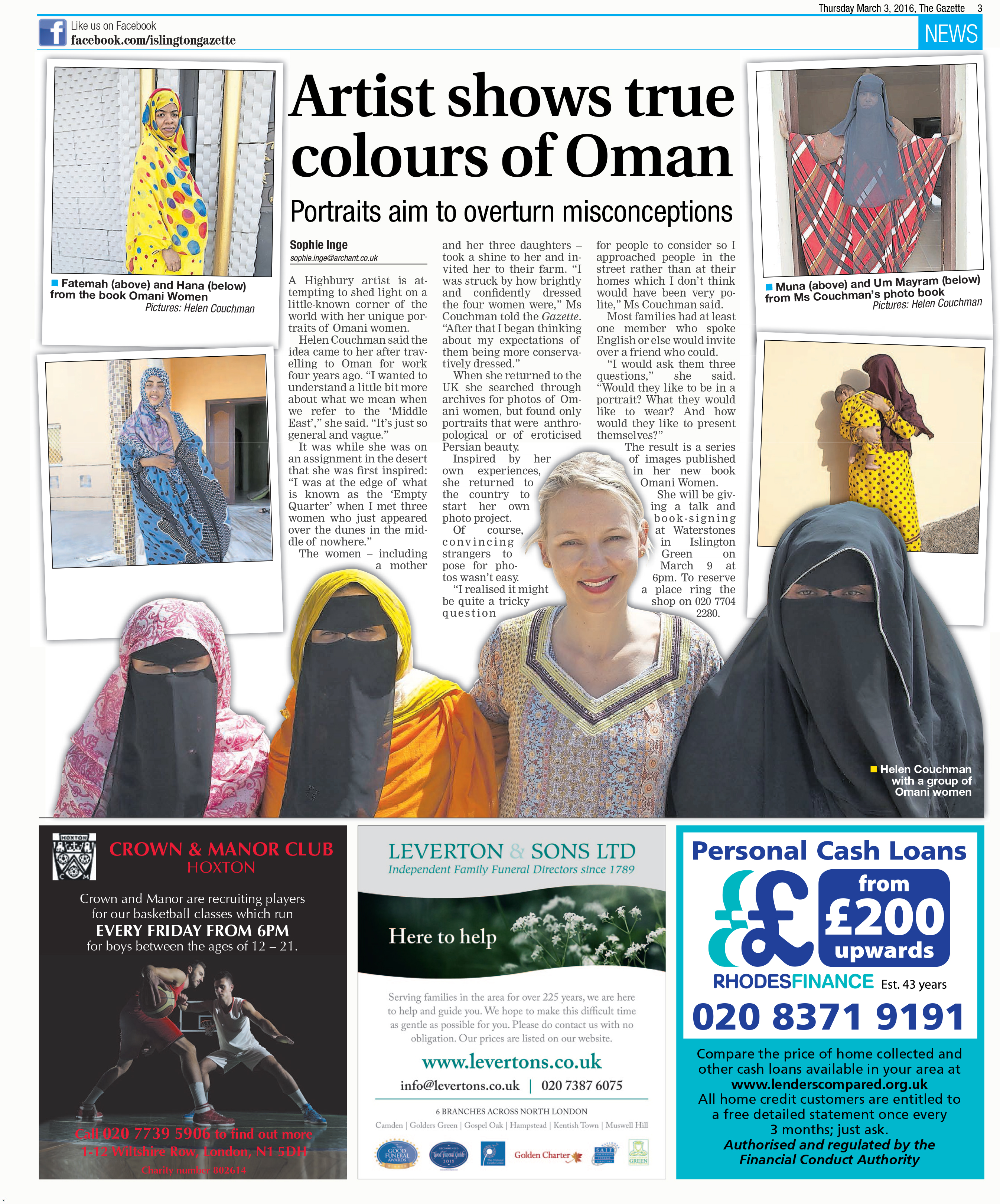 Omani Women - Islington Gazette article